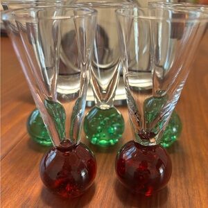 Vintage Bubble Ball Base Cordial / Shot Glasses